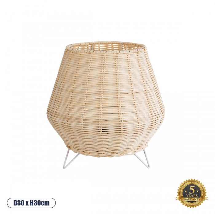 GLOBOSTAR® BOLSON 02010 Boho Επιδαπέδιο Φωτιστικό με Ντουί 1 x E27 AC 220-240V IP20 - Μπεζ & Λευκό - Μ30 x Π30 x Υ30cm