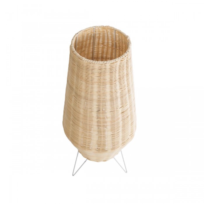 GloboStar® BOLSON 02012 Boho Επιδαπέδιο Φωτιστικό Μονόφωτο 1 x E27 AC220-240V IP20 - Φ30 x Υ70cm - Μπεζ Ξύλινο Μπαμπού Πλέγμα