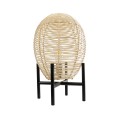 GloboStar® NERINA 02014 Boho Επιτραπέζιο Φωτιστικό Πορτατίφ Μονόφωτο 1 x E27 IP20 Μαύρο Μέταλλο με Μπεζ Ξύλο - Μ30 x Π30 x Υ50cm
