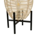 GloboStar® NERINA 02014 Boho Επιτραπέζιο Φωτιστικό Πορτατίφ Μονόφωτο 1 x E27 IP20 Μαύρο Μέταλλο με Μπεζ Ξύλο - Μ30 x Π30 x Υ50cm
