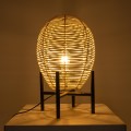 GloboStar® NERINA 02014 Boho Επιτραπέζιο Φωτιστικό Πορτατίφ Μονόφωτο 1 x E27 IP20 Μαύρο Μέταλλο με Μπεζ Ξύλο - Μ30 x Π30 x Υ50cm