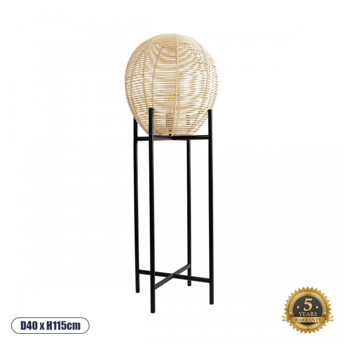 GloboStar® NERINA 02015 Boho Επιδαπέδιο Φωτιστικό Μονόφωτο 1 x E27 IP20 Μαύρο Μέταλλο με Μπεζ Ξύλο - Μ40 x Π40 x Υ115cm GloboStar® NERINA 02015 Boho Επιδαπέδιο Φωτιστικό Μονόφωτο 1 x E27 IP20 Μαύρο Μέταλλο με Μπεζ Ξύλο - Μ40 x Π40 x Υ115cm