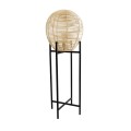 GloboStar® NERINA 02015 Boho Επιδαπέδιο Φωτιστικό Μονόφωτο 1 x E27 IP20 Μαύρο Μέταλλο με Μπεζ Ξύλο - Μ40 x Π40 x Υ115cm
