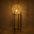 GloboStar® NERINA 02015 Boho Επιδαπέδιο Φωτιστικό Μονόφωτο 1 x E27 IP20 Μαύρο Μέταλλο με Μπεζ Ξύλο - Μ40 x Π40 x Υ115cm
