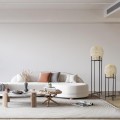 GloboStar® NERINA 02015 Boho Επιδαπέδιο Φωτιστικό Μονόφωτο 1 x E27 IP20 Μαύρο Μέταλλο με Μπεζ Ξύλο - Μ40 x Π40 x Υ115cm