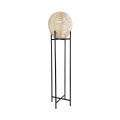 GloboStar® NERINA 02016 Boho Επιδαπέδιο Φωτιστικό Μονόφωτο 1 x E27 IP20 Μαύρο Μέταλλο με Μπεζ Ξύλο - Μ40 x Π40 x Υ160cm