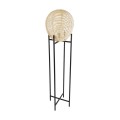 GloboStar® NERINA 02016 Boho Επιδαπέδιο Φωτιστικό Μονόφωτο 1 x E27 IP20 Μαύρο Μέταλλο με Μπεζ Ξύλο - Μ40 x Π40 x Υ160cm