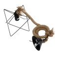 GloboStar® KAZEMI 02018 Μοντέρνο Κρεμαστό Φωτιστικό Πλέγμα Μονόφωτο 1 x E27 IP20 Μαύρο Μέταλλο με Μπεζ Σχοινί - Μ18 x Π18 x Υ17cm