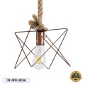 GLOBOSTAR® KAZEMI 02019 Μοντέρνο Κρεμαστό Φωτιστικό Οροφής με Ντουί 1 x E27 AC 220-240V IP20 - Χάλκινο & Μπεζ - Μ18 x Π18 x Υ17cm