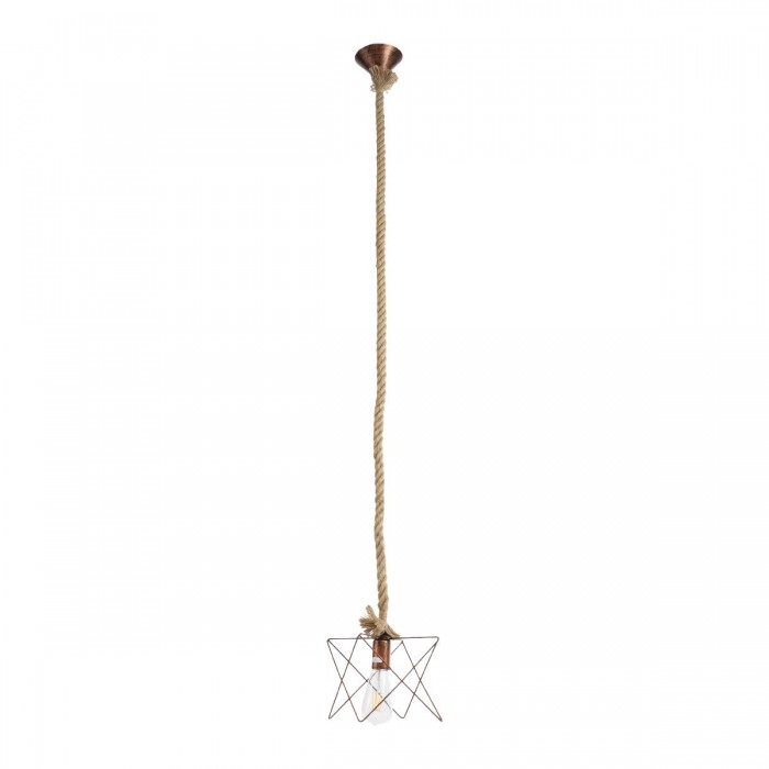 GLOBOSTAR® KAZEMI 02019 Μοντέρνο Κρεμαστό Φωτιστικό Οροφής με Ντουί 1 x E27 AC 220-240V IP20 - Χάλκινο & Μπεζ - Μ18 x Π18 x Υ17cm