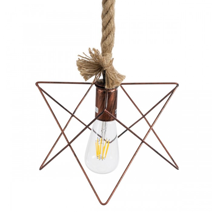 GLOBOSTAR® KAZEMI 02019 Μοντέρνο Κρεμαστό Φωτιστικό Οροφής με Ντουί 1 x E27 AC 220-240V IP20 - Χάλκινο & Μπεζ - Μ18 x Π18 x Υ17cm