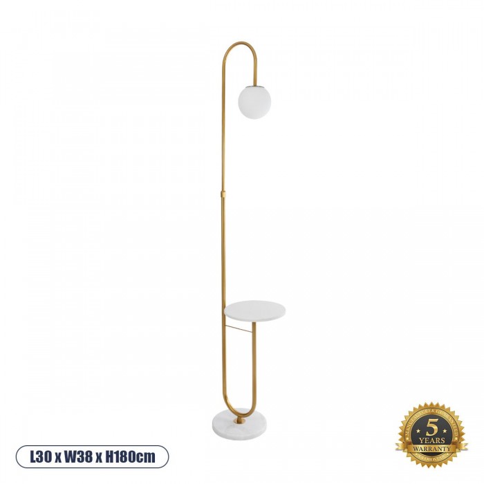 GLOBOSTAR® CORDELIA 02025 Μοντέρνο Επιδαπέδιο Φωτιστικό με Ντουί 1 x E27 AC 220-240V IP20 - Χρυσό & Λευκό - Μ30 x Π38 x Υ180cm