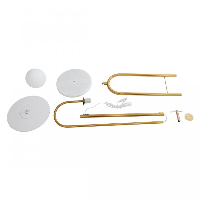 GLOBOSTAR® CORDELIA 02025 Μοντέρνο Επιδαπέδιο Φωτιστικό με Ντουί 1 x E27 AC 220-240V IP20 - Χρυσό & Λευκό - Μ30 x Π38 x Υ180cm