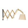 GloboStar® TALISHA 02028 Μοντέρνο Επιτοίχιο Φωτιστικό Απλίκα Μονόφωτο 1 x E27 IP20 Μπεζ Ξύλο με Μπεζ Ύφασμα - Μ100 x Π15 x Υ36cm