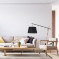 GLOBOSTAR® KELSIE 02029 Μοντέρνο Επιδαπέδιο Φωτιστικό με Ντουί 1 x E27 AC 220-240V IP20 - Μαύρο & Μπεζ - Μ40 x Π125 x Υ140cm
