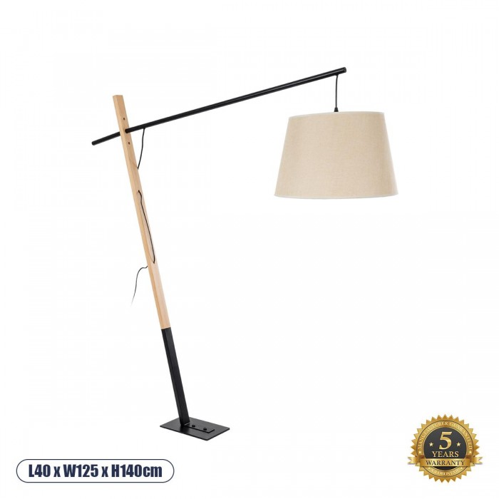 GLOBOSTAR® KELSIE 02030 Μοντέρνο Επιδαπέδιο Φωτιστικό με Ντουί 1 x E27 AC 220-240V IP20 - Μαύρο & Μπεζ - Μ40 x Π125 x Υ140cm