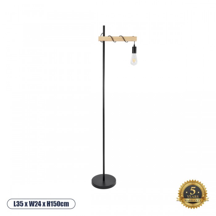 GloboStar® MINDELO 02033 Μοντέρνο Επιδαπέδιο Φωτιστικό Μονόφωτο 1 x E27 IP20 Μαύρο Μέταλλο με Μπεζ Ξύλο - Μ35 x Π24 x Υ150cm GloboStar® MINDELO 02033 Μοντέρνο Επιδαπέδιο Φωτιστικό Μονόφωτο 1 x E27 IP20 Μαύρο Μέταλλο με Μπεζ Ξύλο - Μ35 x Π24 x Υ150cm