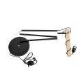 GloboStar® MINDELO 02033 Μοντέρνο Επιδαπέδιο Φωτιστικό Μονόφωτο 1 x E27 IP20 Μαύρο Μέταλλο με Μπεζ Ξύλο - Μ35 x Π24 x Υ150cm