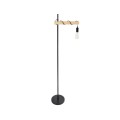 GloboStar® MINDELO 02033 Μοντέρνο Επιδαπέδιο Φωτιστικό Μονόφωτο 1 x E27 IP20 Μαύρο Μέταλλο με Μπεζ Ξύλο - Μ35 x Π24 x Υ150cm