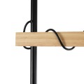 GloboStar® MINDELO 02033 Μοντέρνο Επιδαπέδιο Φωτιστικό Μονόφωτο 1 x E27 IP20 Μαύρο Μέταλλο με Μπεζ Ξύλο - Μ35 x Π24 x Υ150cm