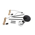 GloboStar® MINDELO 02034 Μοντέρνο Επιδαπέδιο Φωτιστικό Μονόφωτο 2 x E27 IP20 Μαύρο Μέταλλο με Μπεζ Ξύλο - Μ40 x Π24 x Υ175cm