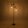GloboStar® MINDELO 02034 Μοντέρνο Επιδαπέδιο Φωτιστικό Μονόφωτο 2 x E27 IP20 Μαύρο Μέταλλο με Μπεζ Ξύλο - Μ40 x Π24 x Υ175cm