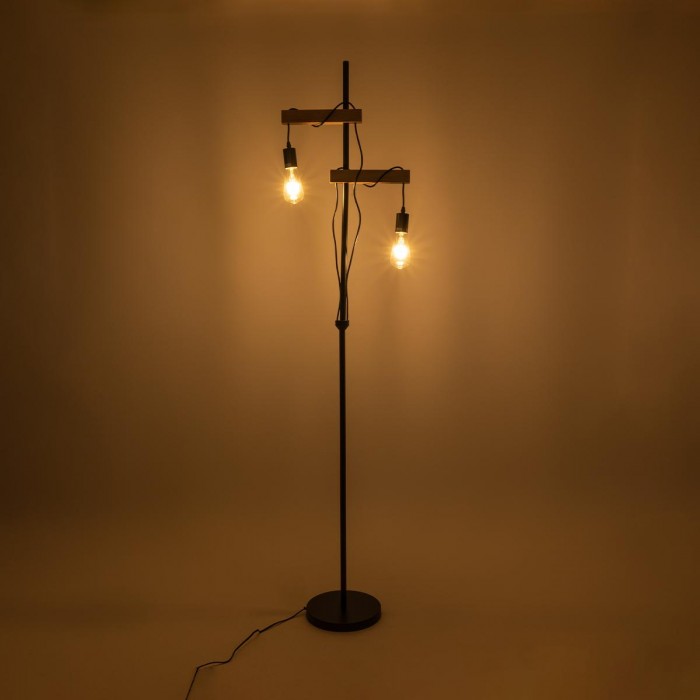 GloboStar® MINDELO 02034 Μοντέρνο Επιδαπέδιο Φωτιστικό Μονόφωτο 2 x E27 IP20 Μαύρο Μέταλλο με Μπεζ Ξύλο - Μ40 x Π24 x Υ175cm GloboStar® MINDELO 02034 Μοντέρνο Επιδαπέδιο Φωτιστικό Μονόφωτο 2 x E27 IP20 Μαύρο Μέταλλο με Μπεζ Ξύλο - Μ40 x Π24 x Υ175cm