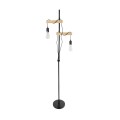 GloboStar® MINDELO 02034 Μοντέρνο Επιδαπέδιο Φωτιστικό Μονόφωτο 2 x E27 IP20 Μαύρο Μέταλλο με Μπεζ Ξύλο - Μ40 x Π24 x Υ175cm