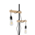 GloboStar® MINDELO 02034 Μοντέρνο Επιδαπέδιο Φωτιστικό Μονόφωτο 2 x E27 IP20 Μαύρο Μέταλλο με Μπεζ Ξύλο - Μ40 x Π24 x Υ175cm