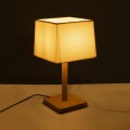 GloboStar® KOLIPE 02038 Μοντέρνο Επιτραπέζιο Φωτιστικό Πορτατίφ Μονόφωτο 1 x E27 IP20 Μπεζ Ξύλο με Μπεζ Ύφασμα - Μ20 x Π20 x Υ38cm