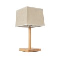 GloboStar® KOLIPE 02038 Μοντέρνο Επιτραπέζιο Φωτιστικό Πορτατίφ Μονόφωτο 1 x E27 IP20 Μπεζ Ξύλο με Μπεζ Ύφασμα - Μ20 x Π20 x Υ38cm