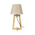 GloboStar® TAKIKO 02042 Μοντέρνο Επιτραπέζιο Φωτιστικό Πορτατίφ Μονόφωτο 1 x E27 IP20 Μπεζ Ξύλο με Μπεζ Ύφασμα - Μ25 x Π25 x Υ48cm