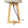 GloboStar® TAKIKO 02042 Μοντέρνο Επιτραπέζιο Φωτιστικό Πορτατίφ Μονόφωτο 1 x E27 IP20 Μπεζ Ξύλο με Μπεζ Ύφασμα - Μ25 x Π25 x Υ48cm