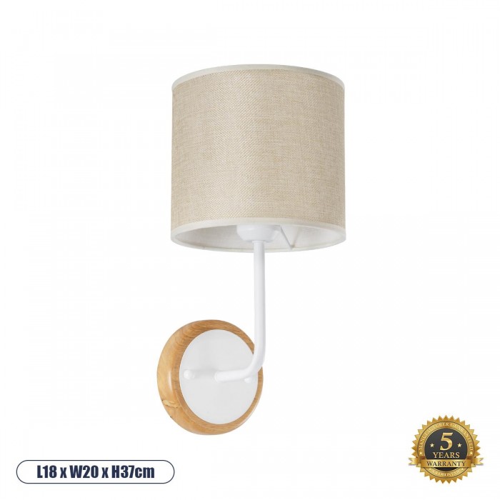 GLOBOSTAR® MANU 02044 Μοντέρνο Φωτιστικό Τοίχου - Απλίκα με Ντουί 1 x E27 AC 220-240V IP20 - Λευκό & Μπεζ - Μ18 x Π20 x Υ37cm GLOBOSTAR® MANU 02044 Μοντέρνο Φωτιστικό Τοίχου - Απλίκα με Ντουί 1 x E27 AC 220-240V IP20 - Λευκό & Μπεζ - Μ18 x Π20 x Υ37cm