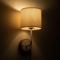 GLOBOSTAR® MANU 02044 Μοντέρνο Φωτιστικό Τοίχου - Απλίκα με Ντουί 1 x E27 AC 220-240V IP20 - Λευκό & Μπεζ - Μ18 x Π20 x Υ37cm