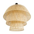 GloboStar® HIROKA 02046 Boho Κρεμαστό Φωτιστικό Καμπάνα Μονόφωτο 1 x E27 IP20 Μπεζ Ξύλο - Μ100 x Π100 x Υ110cm