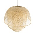 GloboStar® HIROKA 02046 Boho Κρεμαστό Φωτιστικό Καμπάνα Μονόφωτο 1 x E27 IP20 Μπεζ Ξύλο - Μ100 x Π100 x Υ110cm