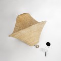 GloboStar® JUNIPER 02047 Boho Κρεμαστό Φωτιστικό Καμπάνα Μονόφωτο 1 x E27 IP20 Μπεζ Ξύλο - Μ100 x Π100 x Υ90cm