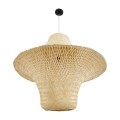 GloboStar® JUNIPER 02047 Boho Κρεμαστό Φωτιστικό Καμπάνα Μονόφωτο 1 x E27 IP20 Μπεζ Ξύλο - Μ100 x Π100 x Υ90cm