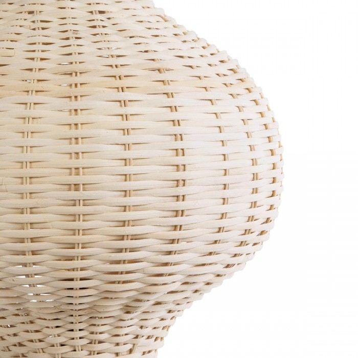 GloboStar® ALADDIN 02050 Boho Επιδαπέδιο Φωτιστικό Μονόφωτο 1 x E27 AC220-240V IP20 - Φ40 x Υ120cm - Μπεζ Μπαμπού Πλέγμα - 5 Χρόνια Εγγύηση