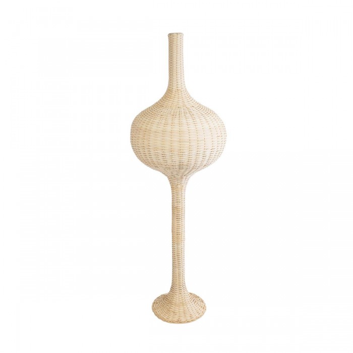 GloboStar® ALADDIN 02051 Boho Επιδαπέδιο Φωτιστικό Μονόφωτο 1 x E27 AC220-240V IP20 - Φ50 x Υ150cm - Μπεζ Μπαμπού Πλέγμα - 5 Χρόνια Εγγύηση