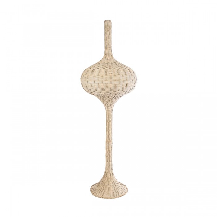 GloboStar® ALADDIN 02052 Boho Επιδαπέδιο Φωτιστικό Μονόφωτο 1 x E27 AC220-240V IP20 - Φ60 x Υ180cm - Μπεζ Μπαμπού Πλέγμα - 5 Χρόνια Εγγύηση