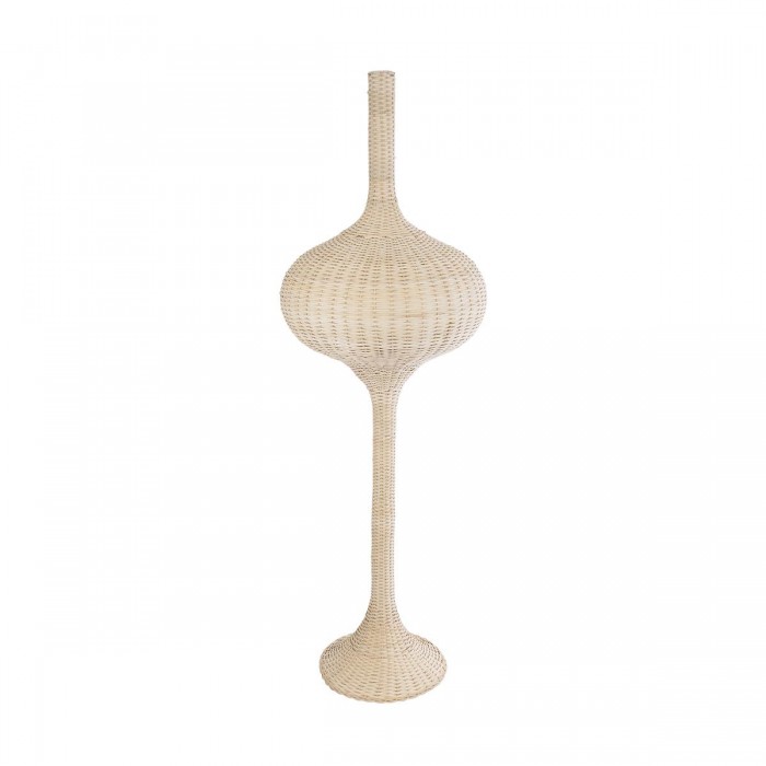 GloboStar® ALADDIN 02052 Boho Επιδαπέδιο Φωτιστικό Μονόφωτο 1 x E27 AC220-240V IP20 - Φ60 x Υ180cm - Μπεζ Μπαμπού Πλέγμα - 5 Χρόνια Εγγύηση