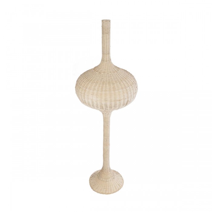 GloboStar® ALADDIN 02052 Boho Επιδαπέδιο Φωτιστικό Μονόφωτο 1 x E27 AC220-240V IP20 - Φ60 x Υ180cm - Μπεζ Μπαμπού Πλέγμα - 5 Χρόνια Εγγύηση