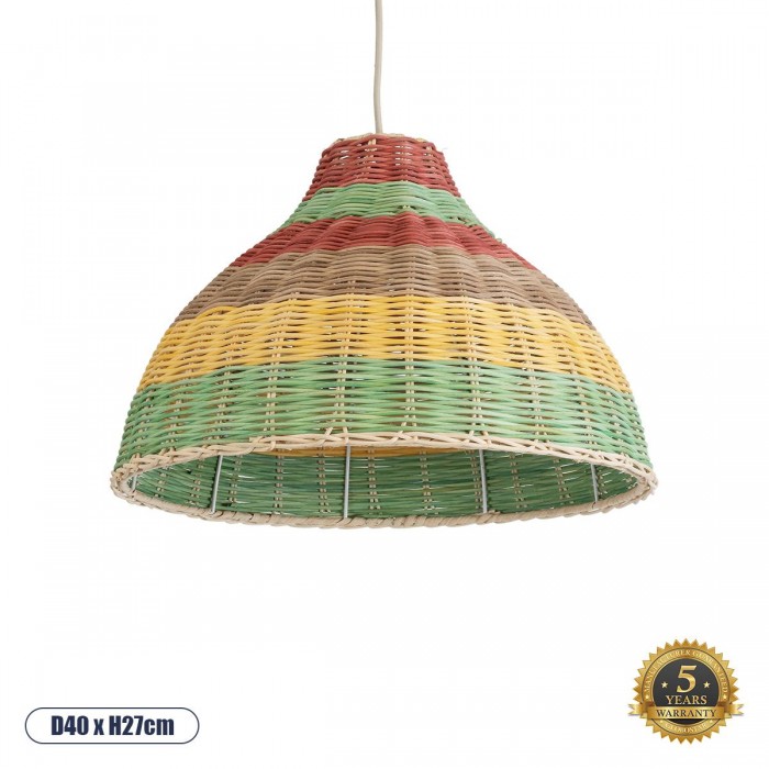 GloboStar® CABALLEROS 02053 Boho Κρεμαστό Φωτιστικό Καμπάνα Μονόφωτο 1 x E27 IP20 Πολύχρωμο Ξύλο - Μ40 x Π40 x Υ27cm GloboStar® CABALLEROS 02053 Boho Κρεμαστό Φωτιστικό Καμπάνα Μονόφωτο 1 x E27 IP20 Πολύχρωμο Ξύλο - Μ40 x Π40 x Υ27cm