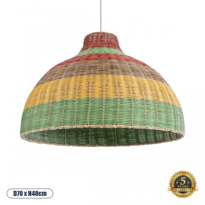 GloboStar® CABALLEROS 02054 Boho Κρεμαστό Φωτιστικό Καμπάνα Μονόφωτο 1 x E27 IP20 Πολύχρωμο Ξύλο - Μ70 x Π70 x Υ48cm GloboStar® CABALLEROS 02054 Boho Κρεμαστό Φωτιστικό Καμπάνα Μονόφωτο 1 x E27 IP20 Πολύχρωμο Ξύλο - Μ70 x Π70 x Υ48cm