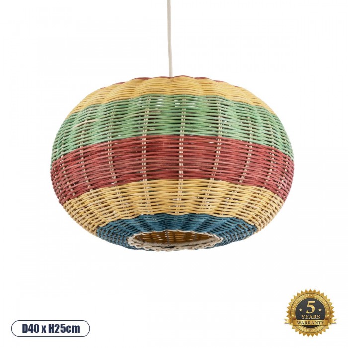 GloboStar® CABALLEROS 02055 Boho Κρεμαστό Φωτιστικό Πλέγμα Μονόφωτο 1 x E27 IP20 Πολύχρωμο Ξύλο - Μ40 x Π40 x Υ25cm GloboStar® CABALLEROS 02055 Boho Κρεμαστό Φωτιστικό Πλέγμα Μονόφωτο 1 x E27 IP20 Πολύχρωμο Ξύλο - Μ40 x Π40 x Υ25cm