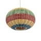 GloboStar® CABALLEROS 02055 Boho Κρεμαστό Φωτιστικό Πλέγμα Μονόφωτο 1 x E27 IP20 Πολύχρωμο Ξύλο - Μ40 x Π40 x Υ25cm