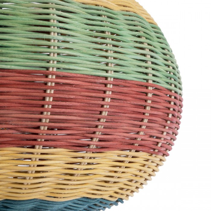 GloboStar® CABALLEROS 02055 Boho Κρεμαστό Φωτιστικό Πλέγμα Μονόφωτο 1 x E27 IP20 Πολύχρωμο Ξύλο - Μ40 x Π40 x Υ25cm