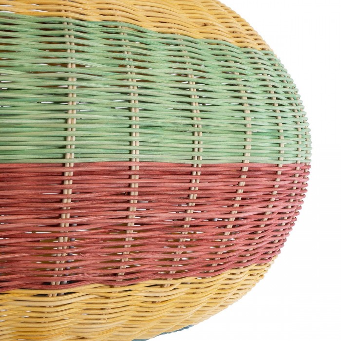 GloboStar® CABALLEROS 02056 Boho Κρεμαστό Φωτιστικό Πλέγμα Μονόφωτο 1 x E27 IP20 Πολύχρωμο Ξύλο - Μ70 x Π70 x Υ36cm